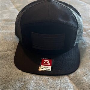 Black Flat Bill Snapback Hat